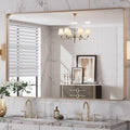 LOAAO 48”X32” Gold Bathroom Mirror, Rounded Rectangle Gold Frame Mirror, Brushed Gold Bathroom Vanity Mirror Wall-Mounted, Anti-Rust, Tempered Glass, Hangs Horizontally or Vertically