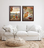 KTKDE A1 Poster Frame 3 Pack, 23.4x33.1 Walnut Wooden, Vertical & Horizontal Wall Hanging Large Picture Frame for Photos, Posters & Art Prints Perfect for best gifts and Home Decor