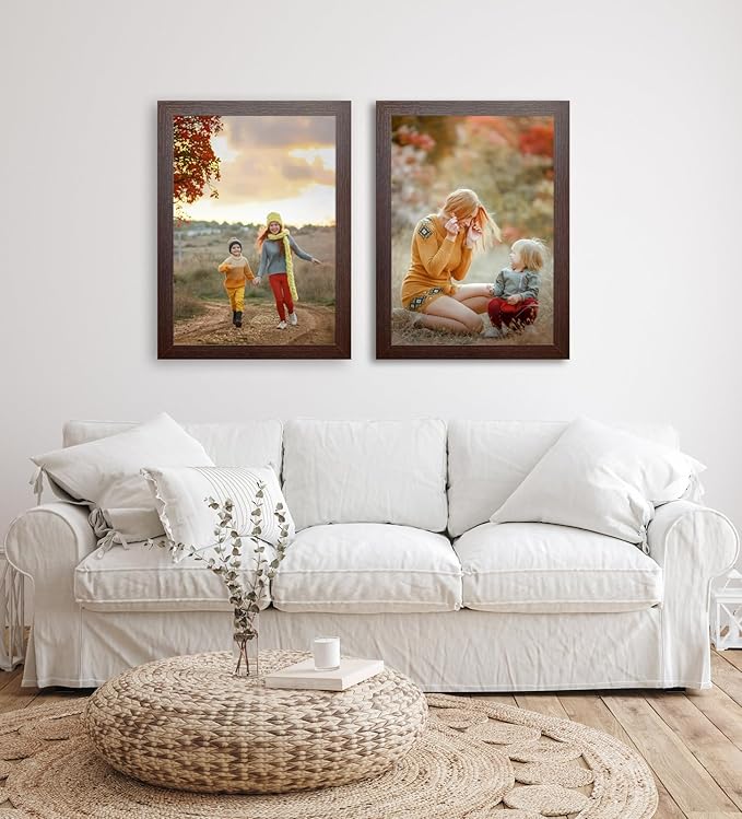 KTKDE A1 Poster Frame 3 Pack, 23.4x33.1 Walnut Wooden, Vertical & Horizontal Wall Hanging Large Picture Frame for Photos, Posters & Art Prints Perfect for best gifts and Home Decor