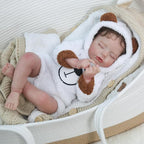 KSBD Realistic Reborn Baby Doll - 20 Inch Lifelike Reborn Baby Boy with Rooted Hair in Bear Onesie, Handmade Gift for Kids and Collectors