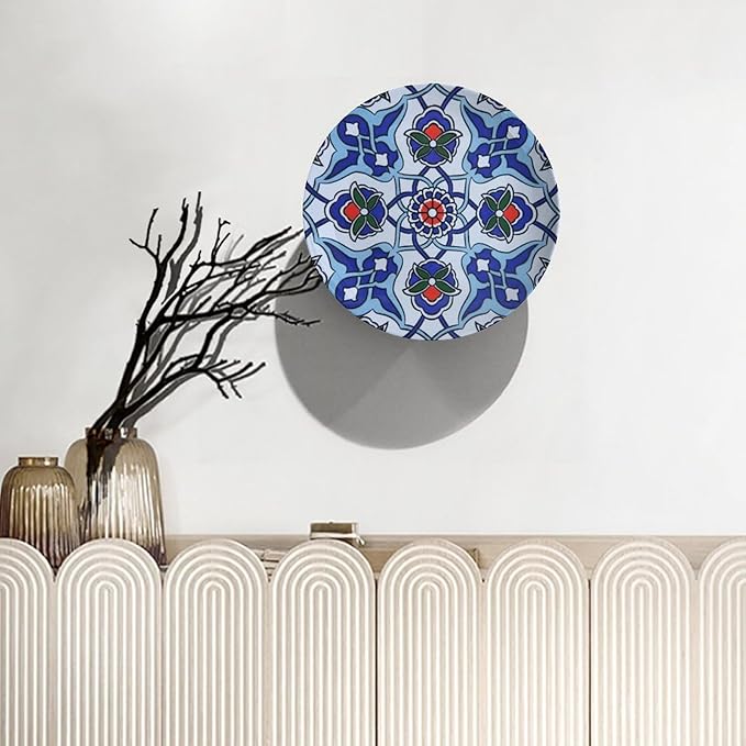 Turkish Decorative Plate Stand, 6 Inch, MidnightBlue Round Display Plate, Decorative Plates with Stand, for Kitchen Living Room Office Countertop Decor