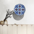 Turkish Decorative Ceramic Plates, 10 Inch, MidnightBlue Round Display Plate, Decorative Plates with Stand, for Kitchen Living Room Office Countertop Decor