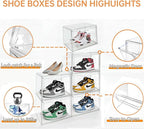 Magnetic Acrylic Clear Shoe Boxes – 360° Transparent Stackable Sneaker Storage & Organizer Box, Professional Shoe Display Case & Multipurpose Storage Bin for Closet (10pcs)