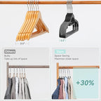 30 Pack Non-Slip Clothes Hangers with Tie Rack, Thin Space-Saving Coat Hangers – Heavy Duty Plastic Clothes Hangers for Suit, Shirts, Pants, Dorms & Home Organization, Black and Dark Gray
