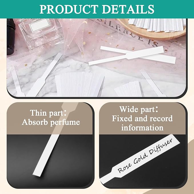 500 Pcs Perfume Tester Strips - Perfume Blotter Essential Oils Paper Test Strips -Premium Fragrance Tester Strips for Scent Evaluation - Fragrance Strips for Aromatherapy & Spice Oils (White)