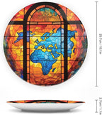 Decorative Plates, Old Globe Map Stained Glass Print Display Plate for Home Office Kitchen Table Decor Porcelain Plates 10 Inch, Gifts for Adventure Lover Wanderlust