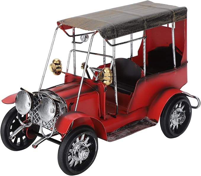 Antique Car Model, Vintage Retro Metal Car Toy, Iron Craft Desktop Ornament with Warm Finish, Decorative Collectible for Home Office Bar Display