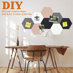 8Pcs Hexagon Felt Cork Board Tiles, Self Adhesive DIY Bulletin Board Pin Board for Office School Home Wall Decor Stickers Memos Photos Display (Camel & Grey)