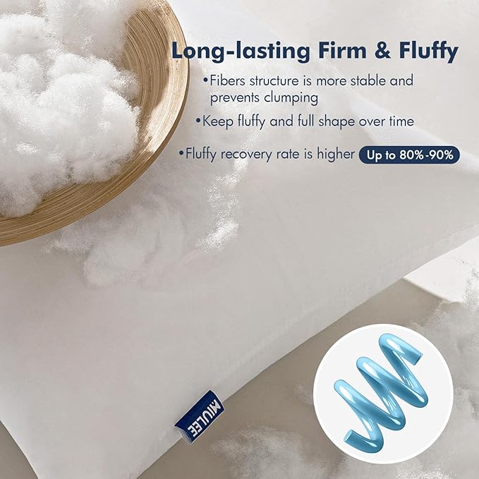 MIULEE Throw Pillows Inserts, Pack of 4 26x26 Inch 100% Virgin Fiber Filling Bed Couch Pillows