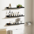 upsimples Floating Shelves for Wall, 23.6 Inch Shelves for Decor Storage Set of 6, Wall Mounted Wood Shelf for Bedroom, Living Room, Bathroom, Kitchen, Long Picture Ledge Shelves, Black