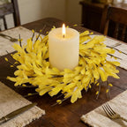 6 PCS 9'' Mini Spring Forsythia Wreath for Front Door Small Artificial Forsythia Farmhouse Kitchen Cabinet Wreaths with Burlap Ribbon Hanging Spring Summer Floral Wreaths for Porch Wall Window Decor