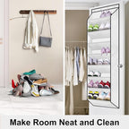SLEEPING LAMB Over The Door Shoe Organizer for Closet, Kids Sneaker Storage for Hanging Shoe Rack for Door with Large Deep Pockets for Toddler, Girl, Baby Room Decor, White