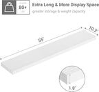 Vivelove 55" Long Floating Shelves for Wall, 10.3" Deeper & Thicker Storage Shelf for Living Room, Kitchen, Farmhouse,Wall Shelves with Invisible Brackets,Set of 1, White