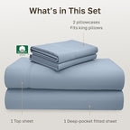 California Design Den California King Sheet Set - 100% Cotton, 600 Thread Count Deep Pocket Cal King Sheet Set, Luxury Hotel-Quality Sheets with Soft Sateen Weave - Blue