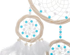 Large Rattan Dream Catchers - Light Blue Rooster Feather with Luxury Pearl, Multiring, Handmade Dreamcatcher for Bedroom, Dream Catcher for Girls, Dream Catchers for Boys, Dream Catcher Wall Decor