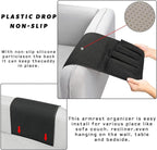 NB Sofa Armrest Organize Remote Holder Bedside Caddy Organizer With 5 Pockets，Non-Slip Couch Remote Control Holder Couch Armchair Caddy Accessories (Black, 35"X12.4")
