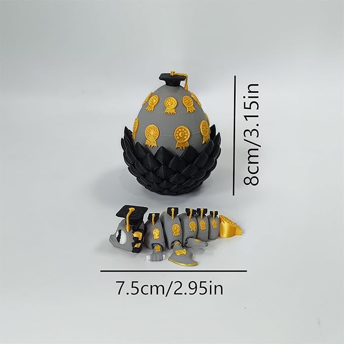 Enchanted 3D Egg with Miniature Inside - Handcrafted Printed Collectible | Fantasy Decor & Gift (Graduation Dragon & Egg (Box))