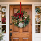 SUNBEAUTY 9PCS Christmas Hanging Decorations, Boho Christmas Decor Hanging Paper Snowflakes Mini Christmas Tree Ornaments for Xmas Tree Window Ceiling Door(Red White Green Brown)