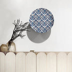 Turkish Decorative Plates, 6 Inch, Dark Blue Flower Round Display Plate, Hanging Decorative Plate with Display Stand, for Kitchen Party Coffee Table Decor Art