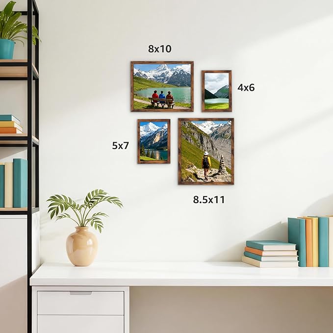 Giftgarden 4x6 Picture Frame Set of 18, Lightweight 4 by 6 Frames Bulk for Gallery Wall Photo Hanging and Tabletop Display, Rustic Brown