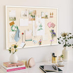 36''x24'' Inch Linen Cork Bulletin Board with Frame, Decorative Pin Board for Office Home and School Wall Decor