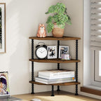 YINMIT Corner Shelf Stand, Standing Corner Display Shelf, Corner Organizer Shelf for Living Room, Bedroom, Bathroom, Kitchen, Small Spaces (Rustic Brown, 3 Tier)
