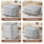 Ultra Space Saving Self Compression Organizer, Upgraded Space Saving Self Compression Organizer Space Bags, Premium Comforter Packaging Cube Bedding Storage Bag (Light Grey, Large 54×42×30cm)