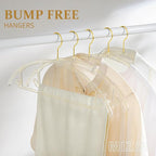 MIZGI Premium Clear Hangers with Gold Glitter (50-Pack) - Heavy-Duty Acrylic Suit Hangers with Gold Hooks - No Shoulder Bump Space Saving Clothes Hangers for Jackets, Coats, Dresses