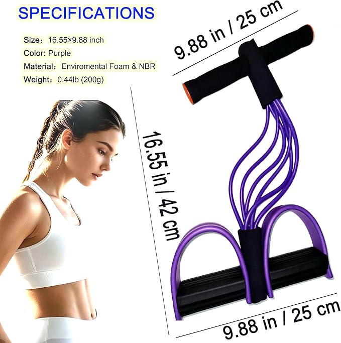 Pedal Resistance Band with Handle, Upgraded 6 Tube Pedal Puller Resistance Band, Natural Latex Exercise Bands for Full Body Workout, Tummy, Waist, Arm, Leg Slimming, Pilates Exercise