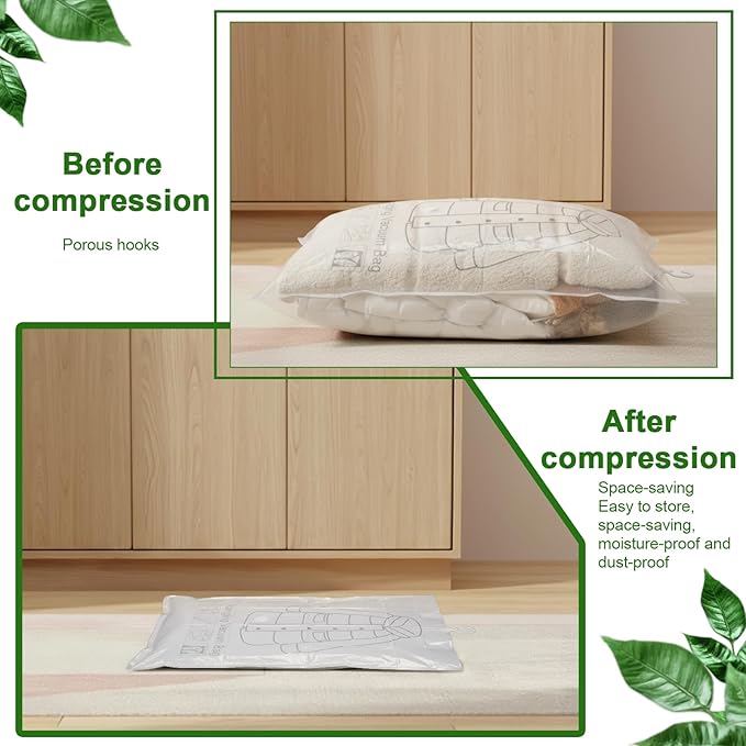 6 Pack Hanging Vacuum Storage Bag, 43.3 x 27.6 inch Hanging Vacuum Sealer Storage Space Saver Bags, Reusable Space Saver Bags, for Suits, Dress, Jackets, Clear