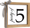 6 Inch Party of 5 Sign, Wooden Frame Family of 5 Decor, Rustic Gift for Family Indoor Table Tiered Tray Shelf Desk Farmhouse Home Decorations