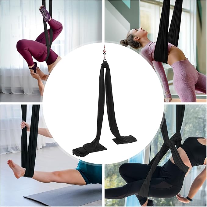 LOYALHEARTDY Aerial Silks Starter Kit, 11 Yards Equipment Set for Aerial Yoga, Durable Aerial Yoga Hammock Aerial Swing for Aerial Acrobatic, Aerial Dance & All Levels (L:10m W:2.6m)