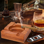 Premium Wooden Cigar Ashtray with Cigar Cutter, Large Cigarette Ash Tray Set with 4 Slot Holder, Accessories Outdoor Indoor Home Bar Use, Ideal Gift Christmas Father's day for Men