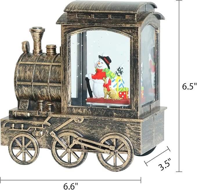 Wondise Lighted Christmas Snow Globes Musical Lantern with Timer, Battery Operated and USB Powered Spinning Water and Swirling Glitter Holiday Decoration