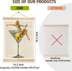 Martini Girl Wall Art, Vintage Glam Cocktail Poster, Retro Fashion Woman in Martini Glass Canvas Print, Chic Bar Lounge Wall Decor for Dining Room Kitchen or Home Office,Holiday Gift for Women 14x18.5 Inch (Begei-Woman01)