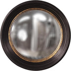 Howard Elliot Rex Convex Wall Mirror, Round Hanging Accent Wall Mirror with Mottled Gold Leaf, Brown Circle Mirror Wooden Frame, Rustic Decorative Mirror for Bedroom, Entryway, Farmhouse - 25 Inch