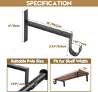 AddGrace Heavy Duty Closet Rod and Shelf Brackets 12 Inch Wall Mounted Closet Rod Bracket with Pole Holder Shelving Support with Screws for Laundry (2 Pack)