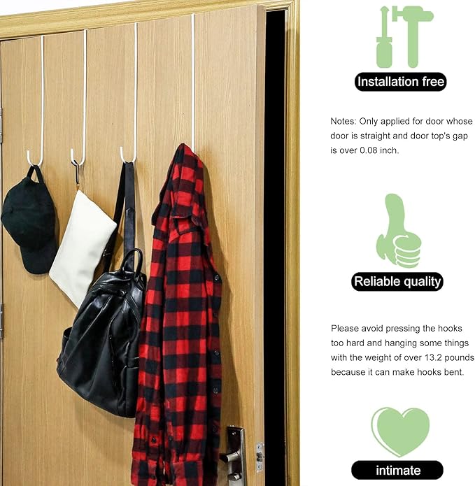 Hotop 15 Inch 4 Pcs Wreath Hangers for Front Door Steel Metal Wreath Doors Hook Over the Door Hanger Indoor or Outdoor for Christmas Halloween Front Decorations Welcome Sign (White)