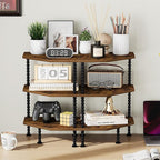 YINMIT Corner Shelf Stand, Standing Corner Display Shelf, Corner Organizer Shelf for Living Room, Bedroom, Bathroom, Kitchen, Small Spaces (Rustic Brown, 3 Tier)