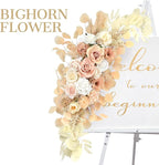 Ting's time Wedding Arch Flowers Artificial Silk Large Flower Swag Boho Styles Reception Backdrop Floral Decor for Wedding Party Ceremony, Pack of 2 (Beige)