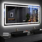 LOAAO 77"X36" LED Bathroom Mirror with Lights, Anti-Fog, Dimmable, RGB Backlit + Front Lighted, Bathroom Vanity Mirror for Wall, Memory Function, Waterproof, Tempered Glass