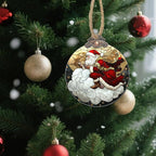 DASTOLL Stained Glass Christmas Decorations, Santa Claus Riding A Cloud Suncatcher for Window Christmas Tree Hanging Ornaments Gold Star Sun Catcher Xmas Decor Gifts for Women Men Mom Nana Friend