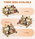 Wooden Cologne Organizer for Men, Perfume Organizer Stand, Cologne Stand with Anti-Slip Washers, Wooden Display Risers Stand for Dessert, Cupcake, Charcoal-Grilled, 3-tier-13.8in