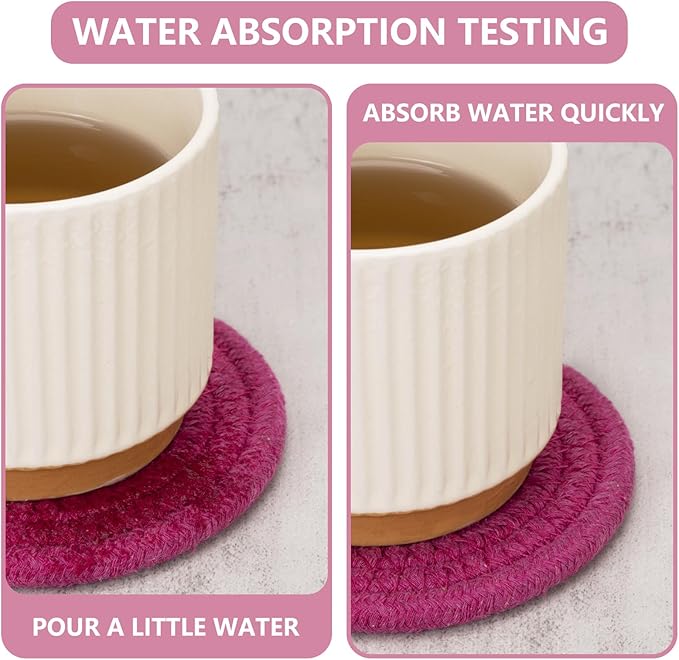 Coasters for Drinks Absorbent, Coasters Set of 4 - Color, 8 Pack Pink Coaster for Desk, House Essentials for New Home, Kitchen and Dining Coffee Table Decor, Modern Home Decor