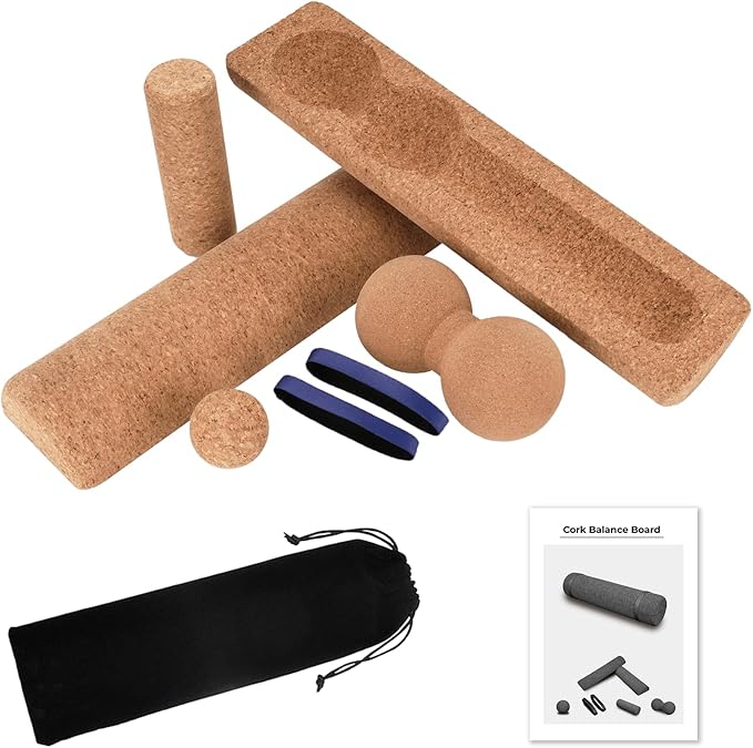 Premium Cork Balance Board - 15.7" Large Ankle Balance Board with Peanut Massage Ball, Balance Trainer, Foot Strengthener for Full Body Massage | Balance Stability | Improve Mobility | Prevent Falls