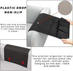 NB Sofa Armrest Organize Remote Holder Bedside Caddy Organizer With 5 Pockets，Non-Slip Couch Remote Control Holder Couch Armchair Caddy Accessories (Black, 35''X18'')