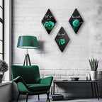 3 Pcs Teal Wall Decor Teal Rose Bathroom Decor Farmhouse Turquoise Bathroom Inspirational Wood Office Wall Art with Accept Let Go Have Faith Sign for Girl Women Living Room Bedroom(12x7 Inch)