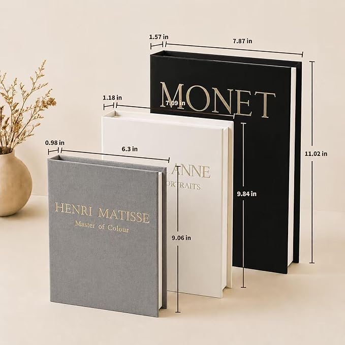 Decorative Books for Home Decor,Set of 3 Aesthetic Faux Books with Storage Box,Linen Fake Books for Coffee Table,Bookshelf & Mantle Decor,Modern Decorative Book Set(Dark blue)