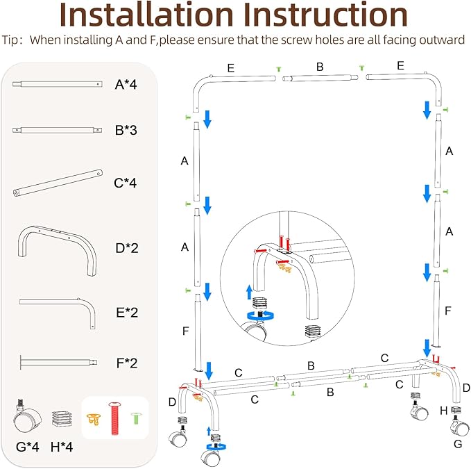 Rolling Clothing Racks for Hanging Clothes, Garment Rack for Clothes to Hang, Metal Portable Wardrobe Rack for Coats, Jackets, Shirts, Dress,Warm Gold