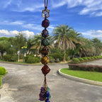 Handmade Crystal Window Car Hanging Ornaments 7 Chakra Home Decoration Feng Shui Ornament Yoga Meditation Car Decoration Tumbled Palm Stones